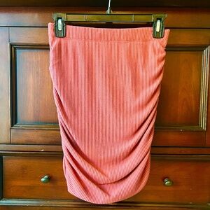 Sundry for Evereve Rust / Terracotta / Coral  Ribbed  Ruched Skirt Size 1 / XS